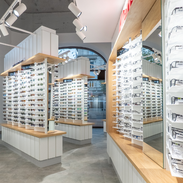 Interiér optiky Budapest